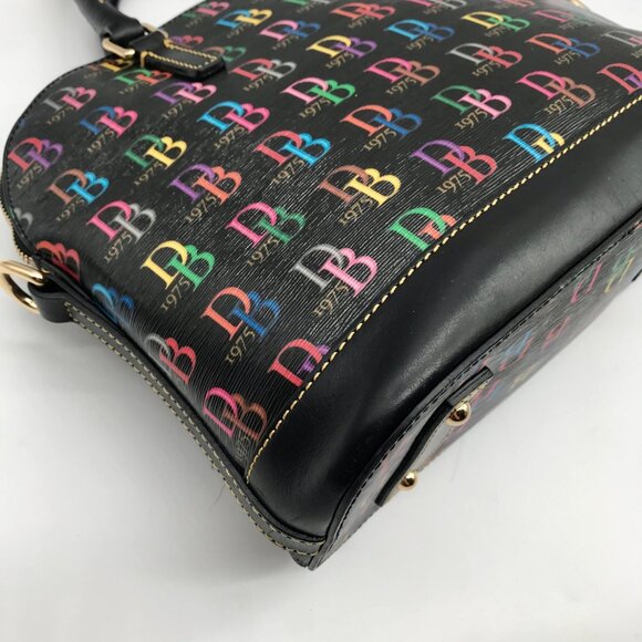 Dooney & Bourke Black Monogram Leather DB75 Satchel Bag - Picture 9 of 11